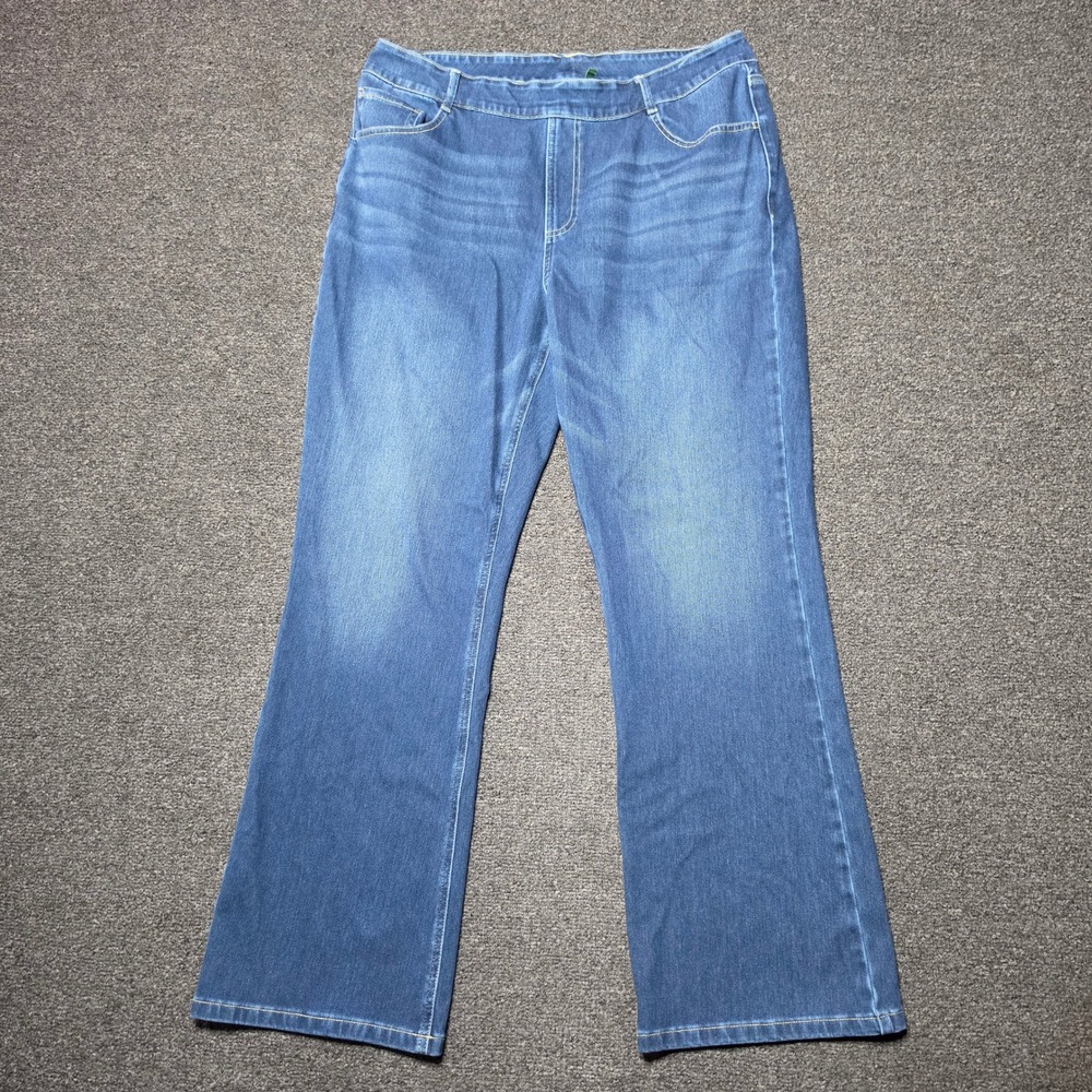 Halara Pull On Wide Leg Jeans Blue Womens XL Regular Stretch Denim Leggings Boho